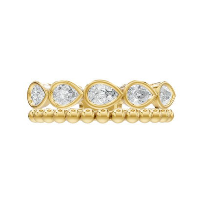 14k Yellow Gold or 18K Gold Vermeil 0.7 Ct Pear Lab Grown Diamond 5-Stone Ring Size 7