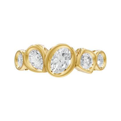 14k Yellow Gold or 18K Gold Vermeil 1.03 Ct Multi-Shape Lab Grown Diamond 5-Stone Ring Size 7