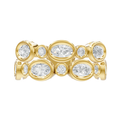 14k Yellow Gold or 18K Gold Vermeil 1.68 Ct Oval Lab Grown Diamond Wedding Band Ring Size 7