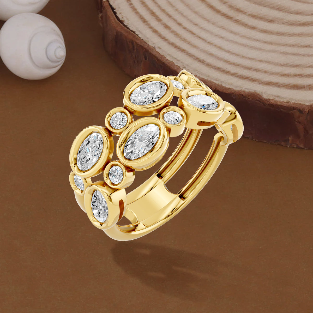14k Yellow Gold or 18K Gold Vermeil 1.68 Ct Oval Lab Grown Diamond Wedding Band Ring Size 7