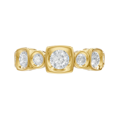 14k Yellow Gold or 18K Gold Vermeil 1.08 Ct Round Lab Grown Diamond Fancy 7-Stone Ring Size 7