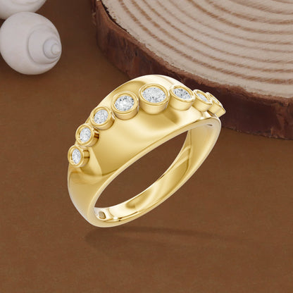14k Yellow Gold or 18K Gold Vermeil 0.35 Ct Round Lab Grown Diamond Wedding Band Ring Size 7