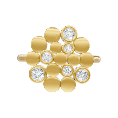 14k Yellow Gold or 18K Gold Vermeil 0.36 Ct Round Lab Grown Diamond Cluster Ring Size 7