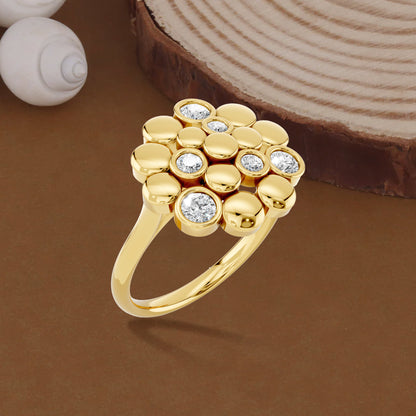 14k Yellow Gold or 18K Gold Vermeil 0.36 Ct Round Lab Grown Diamond Cluster Ring Size 7