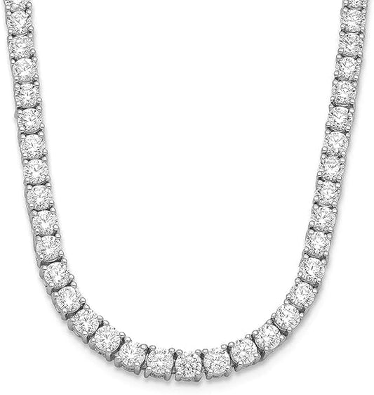 14k Gold Round Cut Lab Grown Diamond Tennis Necklace 18" 4ct to 20ct, Color-E-F, Clarity- VS