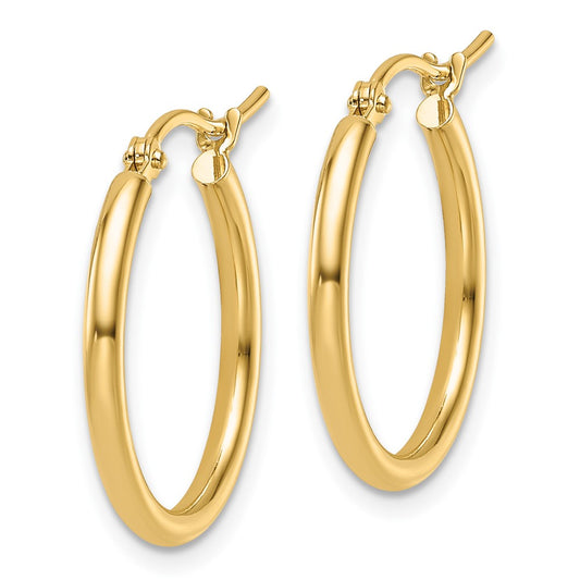 14k Yellow Gold 2x20mm Polished Hoop Earrings