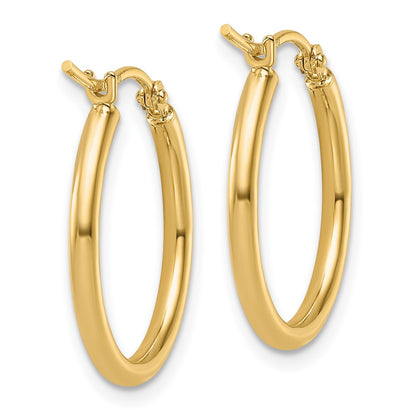 14k Yellow Gold 2x20mm Polished Hoop Earrings