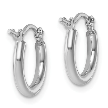 14K White Gold 2x12mm Polished Hoop Earrings