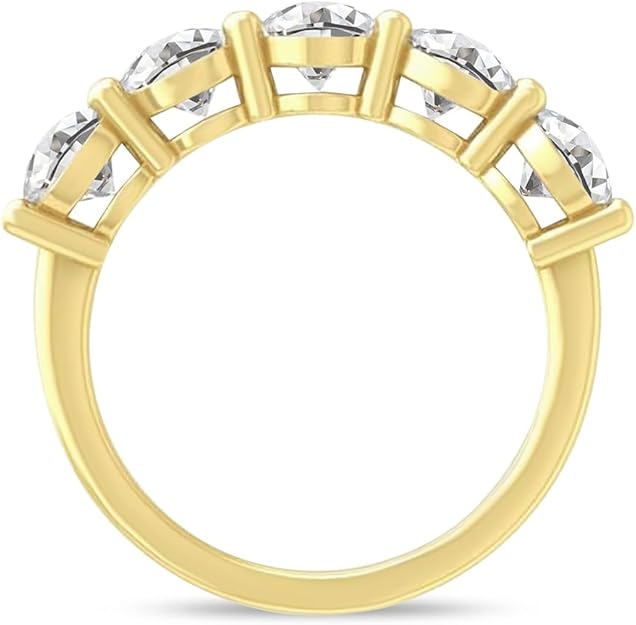 14k Gold Round Lab Grown Diamond 5-Stone Anniversary Ring D-E Color, VS Clarity