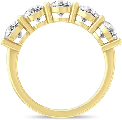 14k Gold Round Lab Grown Diamond 5-Stone Anniversary Ring D-E Color, VS Clarity