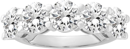 14k Gold Round Lab Grown Diamond 5-Stone Anniversary Ring D-E Color, VS Clarity