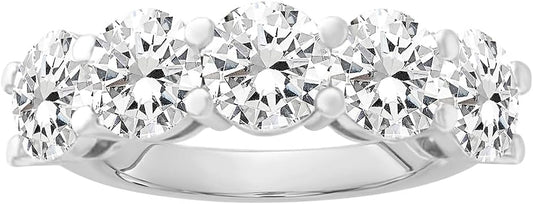 14k Gold Round Lab Grown Diamond 5-Stone Anniversary Ring D-E Color, VS Clarity