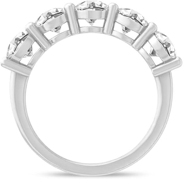 14k Gold Round Lab Grown Diamond 5-Stone Anniversary Ring D-E Color, VS Clarity