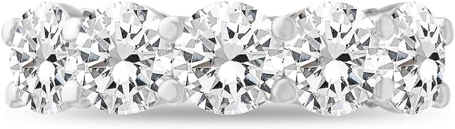 14k Gold Round Lab Grown Diamond 5-Stone Anniversary Ring D-E Color, VS Clarity