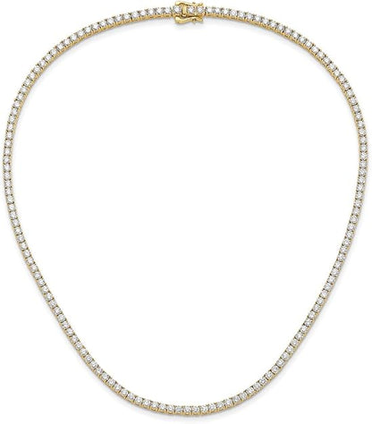 14k Gold Round Cut Lab Grown Diamond Tennis Necklace 18" 4ct to 20ct, Color-E-F, Clarity- VS