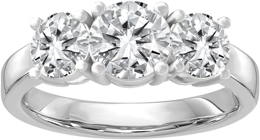 14k Gold Lab Grown Diamond 3-Stone Engagement Ring D-E Color, VS Clarity