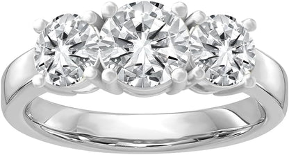 14k Gold Lab Grown Diamond 3-Stone Engagement Ring D-E Color, VS Clarity