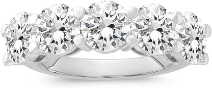 14k Gold Round Lab Grown Diamond 5-Stone Anniversary Ring D-E Color, VS Clarity