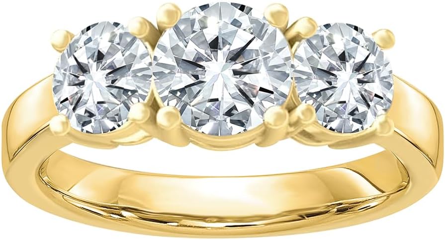 14k Gold Lab Grown Diamond 3-Stone Engagement Ring D-E Color, VS Clarity