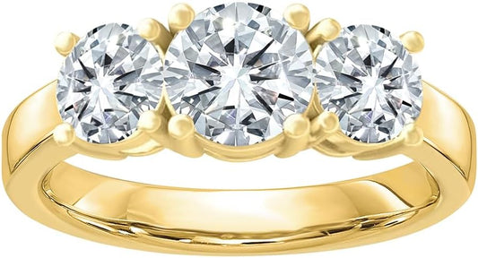 14k Gold Lab Grown Diamond 3-Stone Engagement Ring D-E Color, VS Clarity