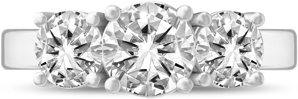 14k Gold Lab Grown Diamond 3-Stone Engagement Ring D-E Color, VS Clarity