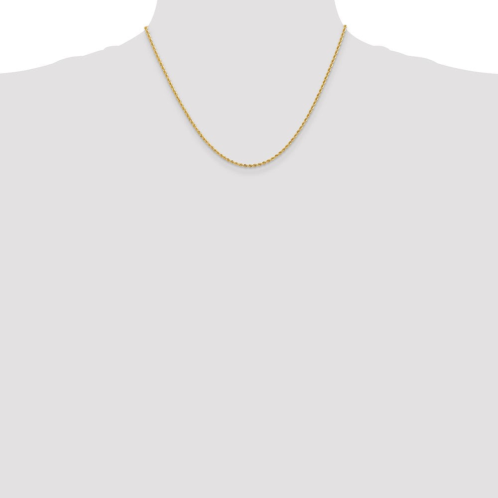 10k Yellow Gold 2mm Solid Regular Rope Chain Necklace