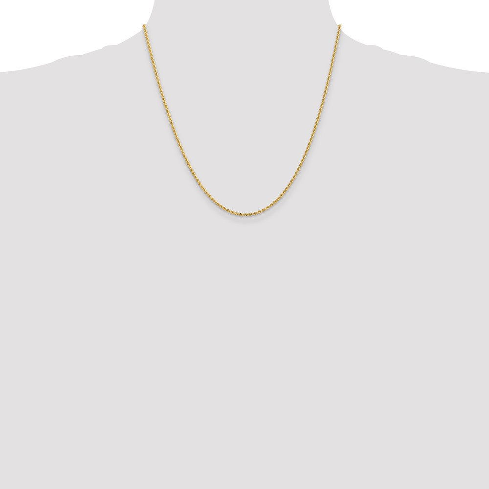 10k Yellow Gold 2mm Solid Regular Rope Chain Necklace