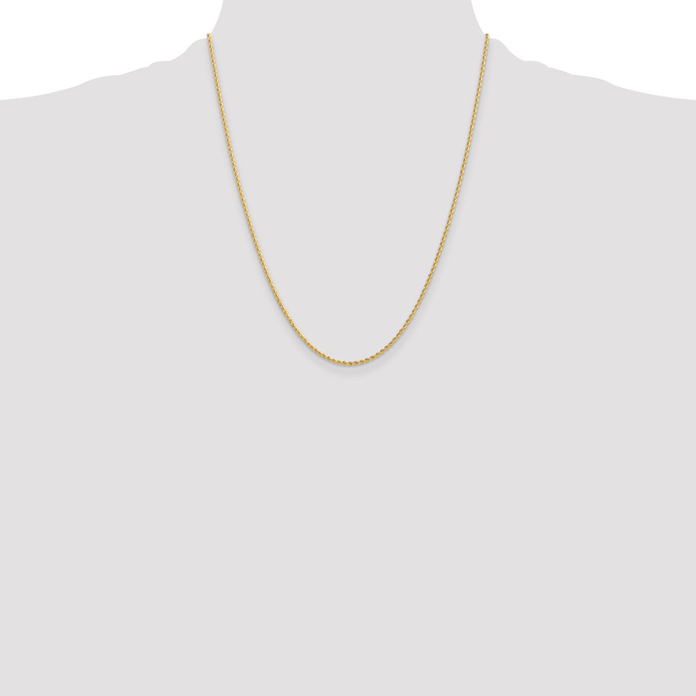 10k Yellow Gold 2mm Solid Regular Rope Chain Necklace
