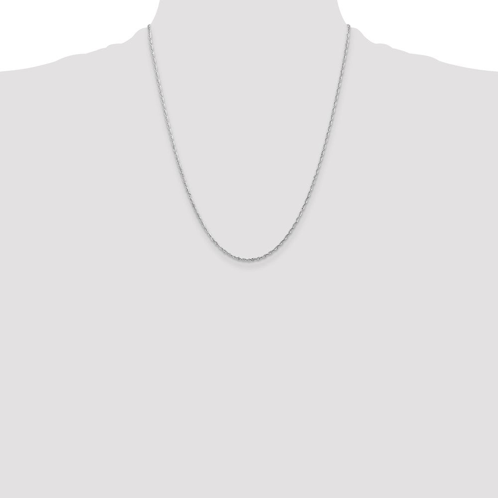 10k White Gold 2mm Diamond-Cut Lightweight Rope Chain Necklace