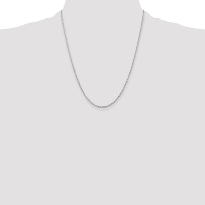 10k White Gold 2mm Diamond-Cut Lightweight Rope Chain Necklace