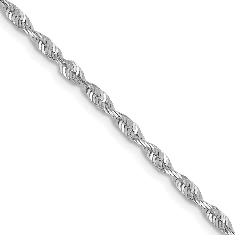 10k White Gold 2mm Diamond-Cut Lightweight Rope Chain Necklace
