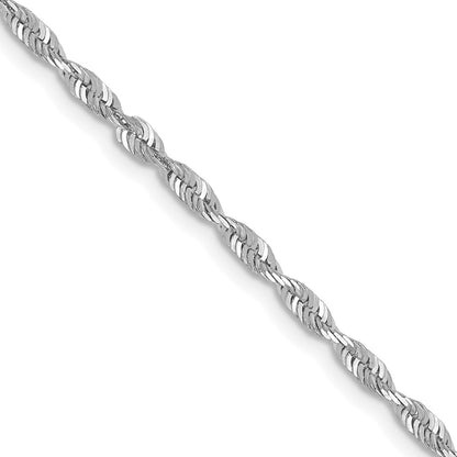 10k White Gold 2mm Diamond-Cut Lightweight Rope Chain Necklace