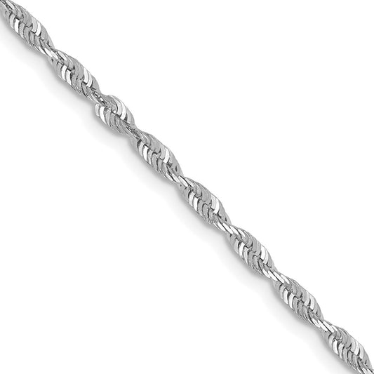 10k White Gold 2mm Diamond-Cut Lightweight Rope Chain Necklace