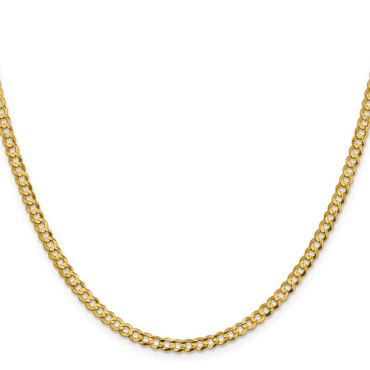 10k Yellow Gold 3.7mm Lightweight Flat Cuban Chain Necklace