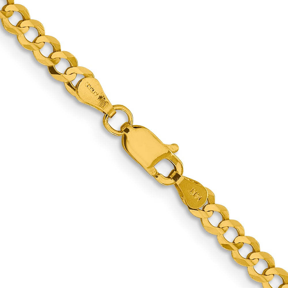 10k Yellow Gold 3.7mm Lightweight Flat Cuban Chain Necklace