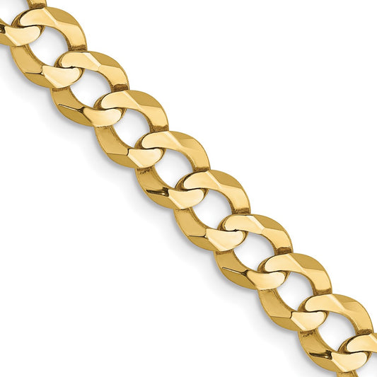 10k Yellow Gold 5.9mm Lightweight Flat Cuban Chain Necklace