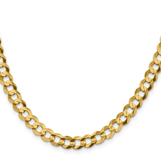 10k Yellow Gold 7.2mm Lightweight Flat Cuban Chain Necklace
