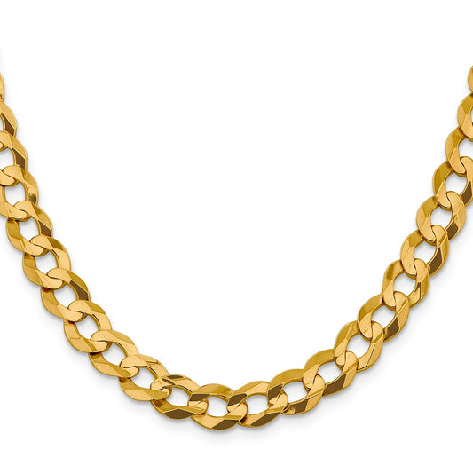 10k Yellow Gold 9.4mm Lightweight Flat Cuban Chain Necklace