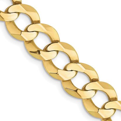 10k Yellow Gold 9.4mm Lightweight Flat Cuban Chain Necklace