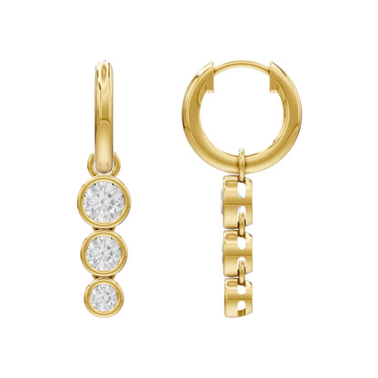 14k Yellow Gold or 18K Gold Vermeil 1.36 Ct Round Lab Grown Diamond Hoop Earrings