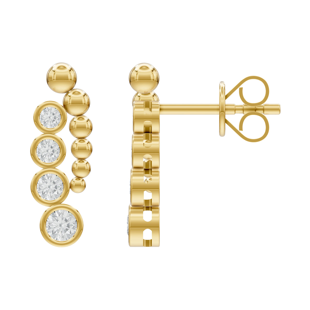 14k Yellow Gold or 18K Gold Vermeil 0.5 Ct Round Lab Grown Diamond Hoop Earrings