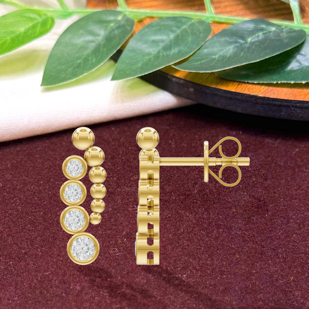 14k Yellow Gold or 18K Gold Vermeil 0.5 Ct Round Lab Grown Diamond Hoop Earrings