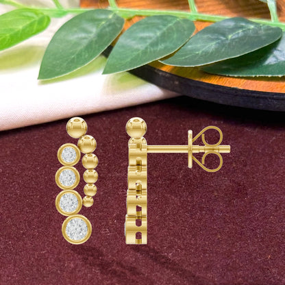14k Yellow Gold or 18K Gold Vermeil 0.5 Ct Round Lab Grown Diamond Hoop Earrings