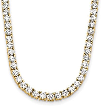 14k Gold Round Cut Lab Grown Diamond Tennis Necklace 18" 4ct to 20ct, Color-E-F, Clarity- VS