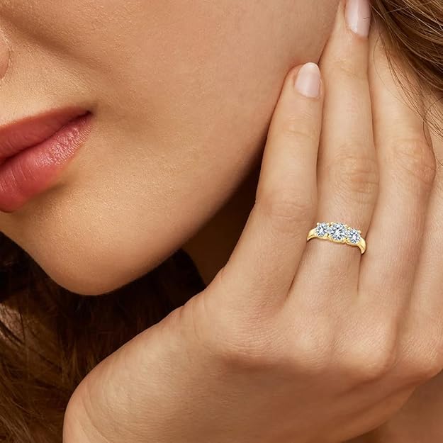 14k Gold Lab Grown Diamond 3-Stone Engagement Ring D-E Color, VS Clarity