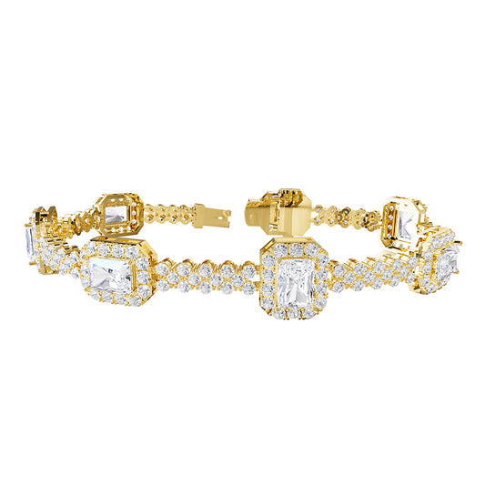 13 Carat Lab Grown Diamond Fancy Bangle Bracelet 7"