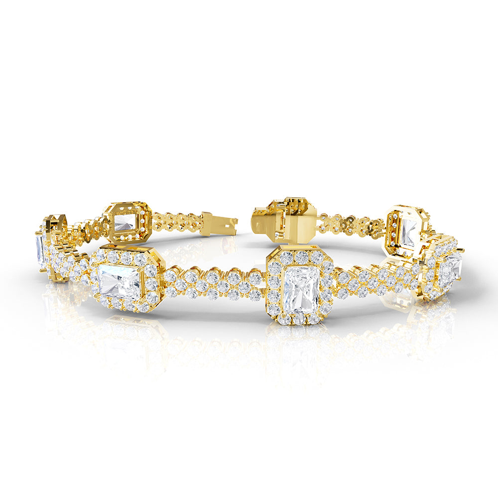 13 Carat Lab Grown Diamond Fancy Bangle Bracelet 7"