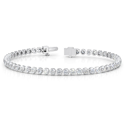 14k White Gold Round 2.57 Ct Lab Grown Diamond Tennis Bracelet
