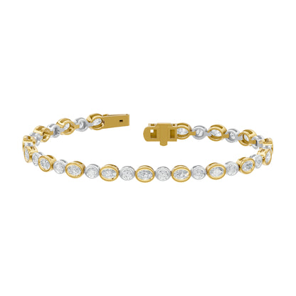 14k Yellow Gold or 18K Gold Vermeil 4.52 Ct Multi-Shape Lab Grown Diamond Tennis Bracelet
