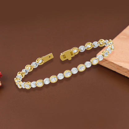 14k Yellow Gold or 18K Gold Vermeil 4.52 Ct Multi-Shape Lab Grown Diamond Tennis Bracelet